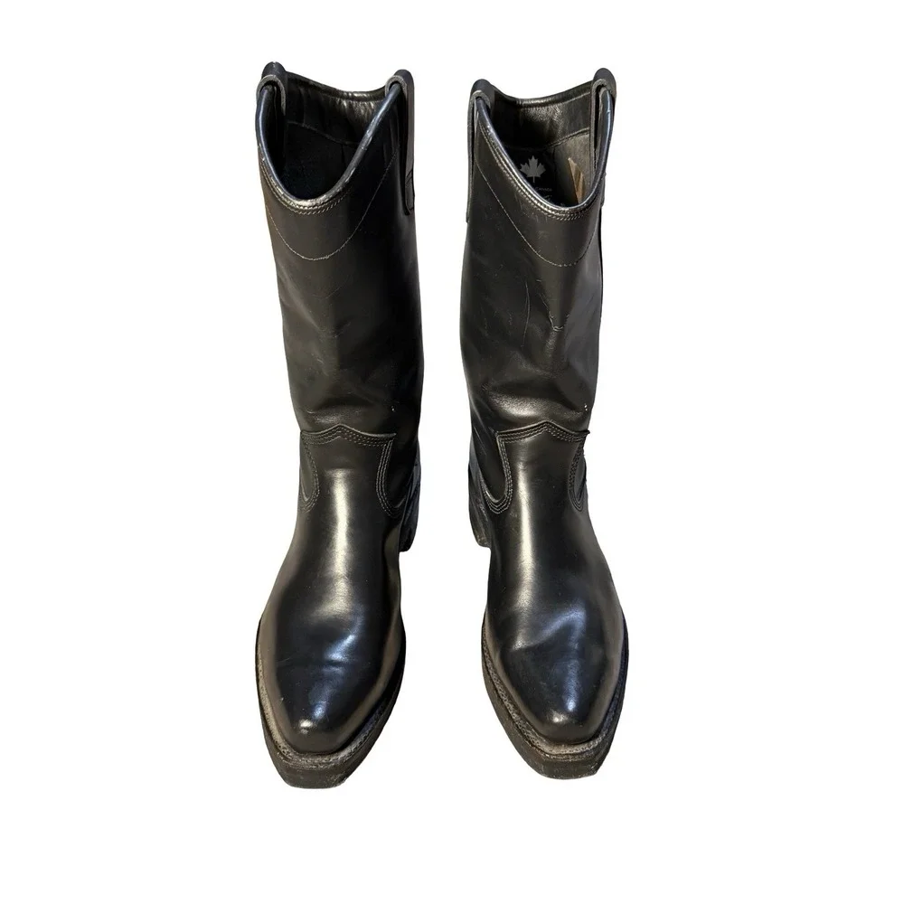 Dayton Black Beauty Motorcycle Boots Vintage - Sz 10.5 Chromexcel Triple-Sole